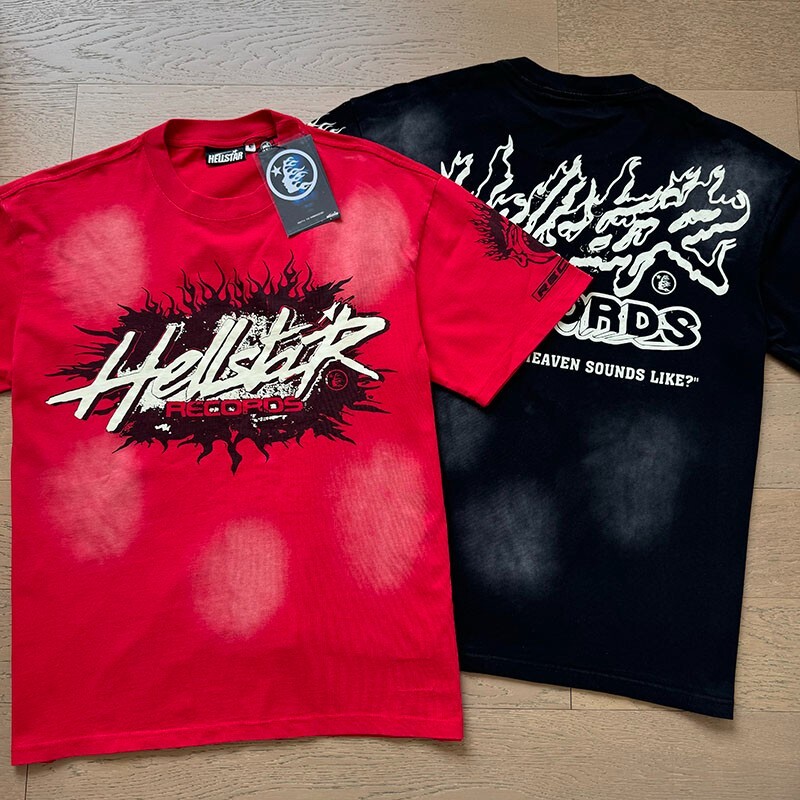 HELL UNRELEASED STAR Crack paint Tee Cracked print Washed T-shirt 2 Color
