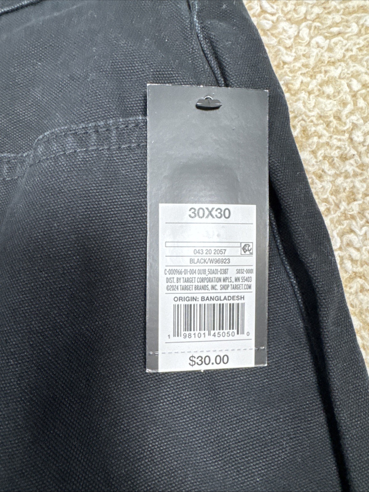 NEW Original Use Carpenter Utility Pants 30×30 Black Relaxed Fit NWT $30 Retail