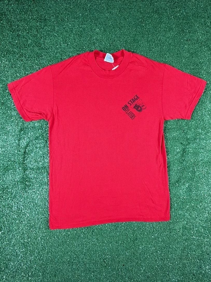 Vintage Hanes Heavyweight 50/50 On Stage Players Drama Mask Red T-Shirt