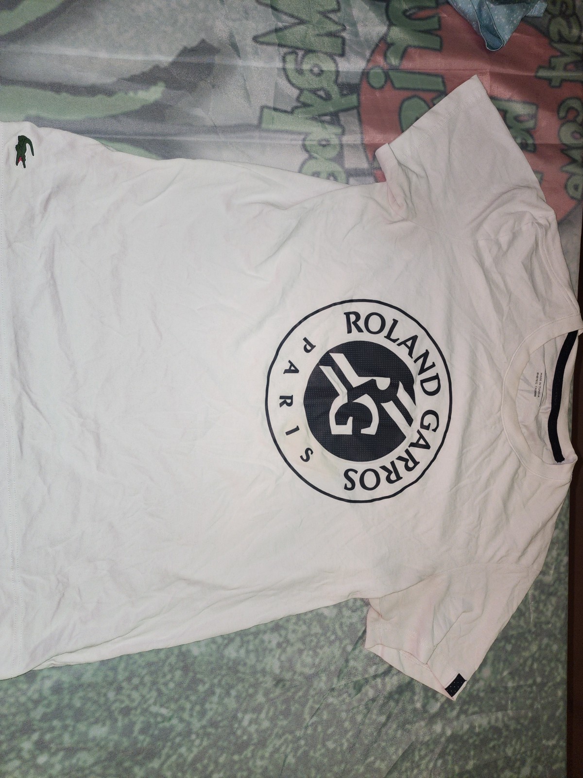 Lacoste Roland Garros Men’s White Graphic Logo Crew Neck T-Shirt XL