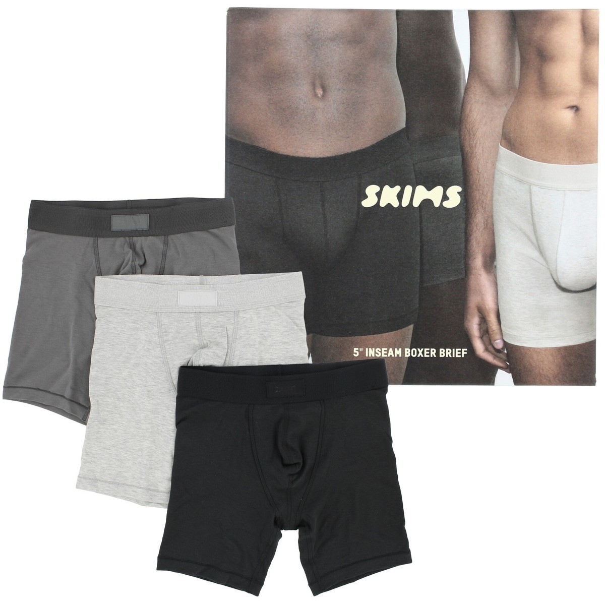 Skims Mens Boxer Briefs 3-pack Multi Color Comfort Waistband 36-38 5″ Inseam L