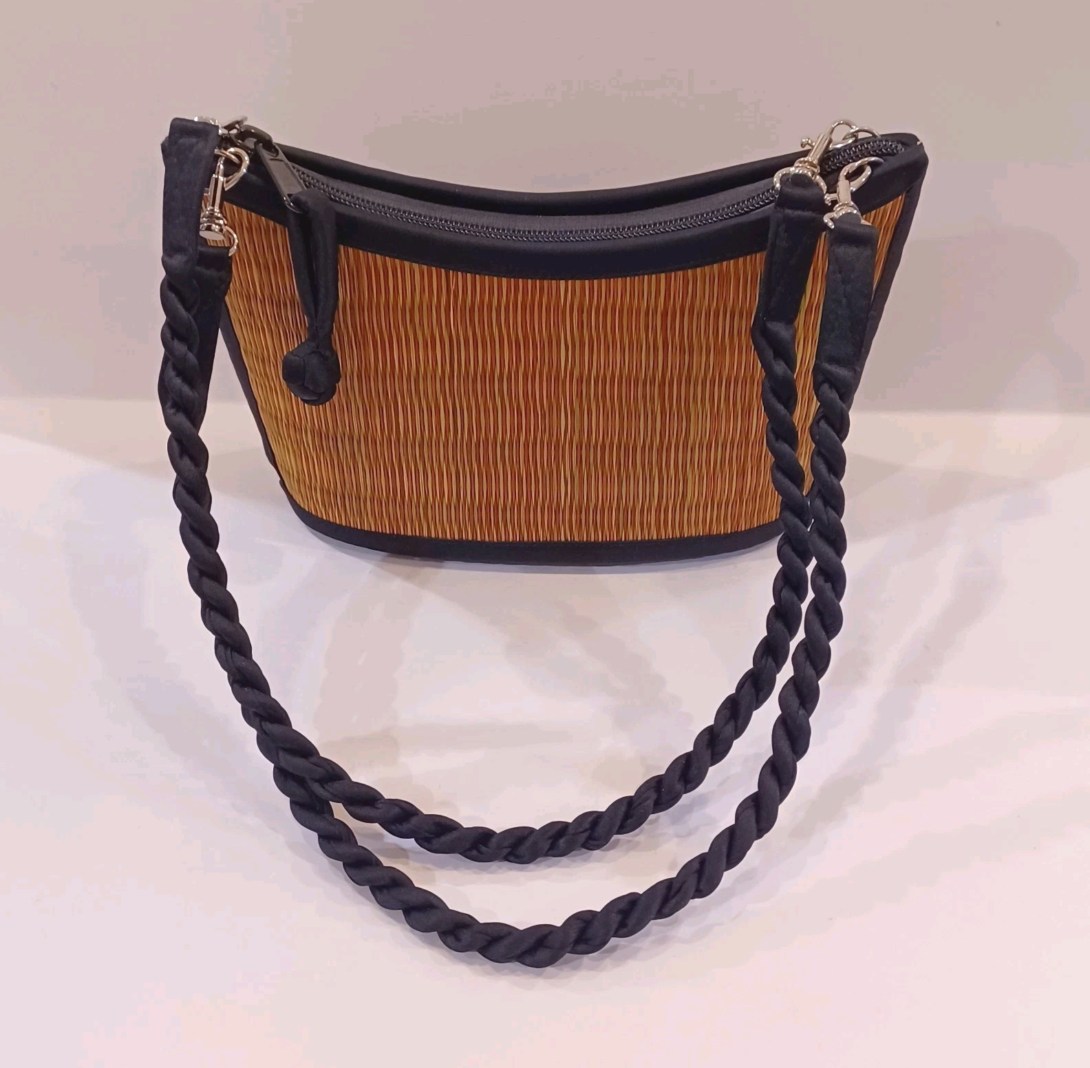 Baskets Of Cambodia Scoop Purse New Removable Straps Zip Pouch Inside