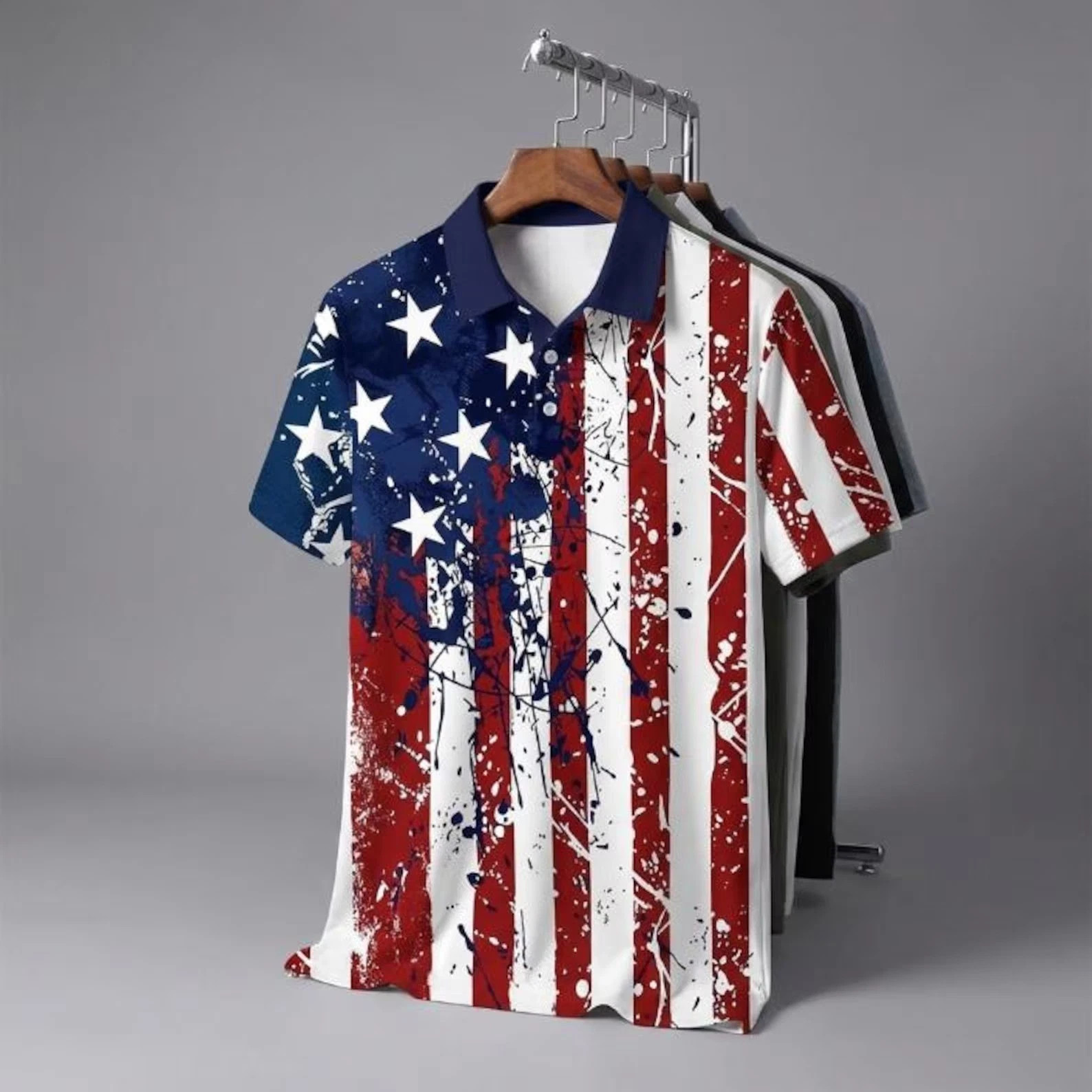 Patriotic American Flag Polo Shirt, 250th Anniversary Polo Shirt Men, 1776–2026