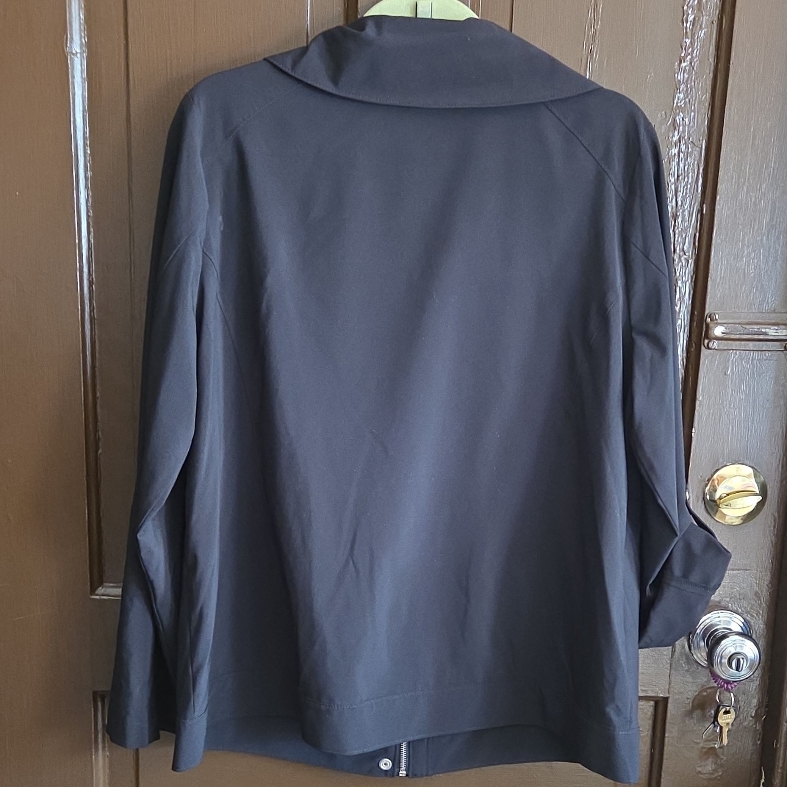 Laura Ashley Women’s Plus 1X Black Basic Short Jacket Zip/Button Pockets