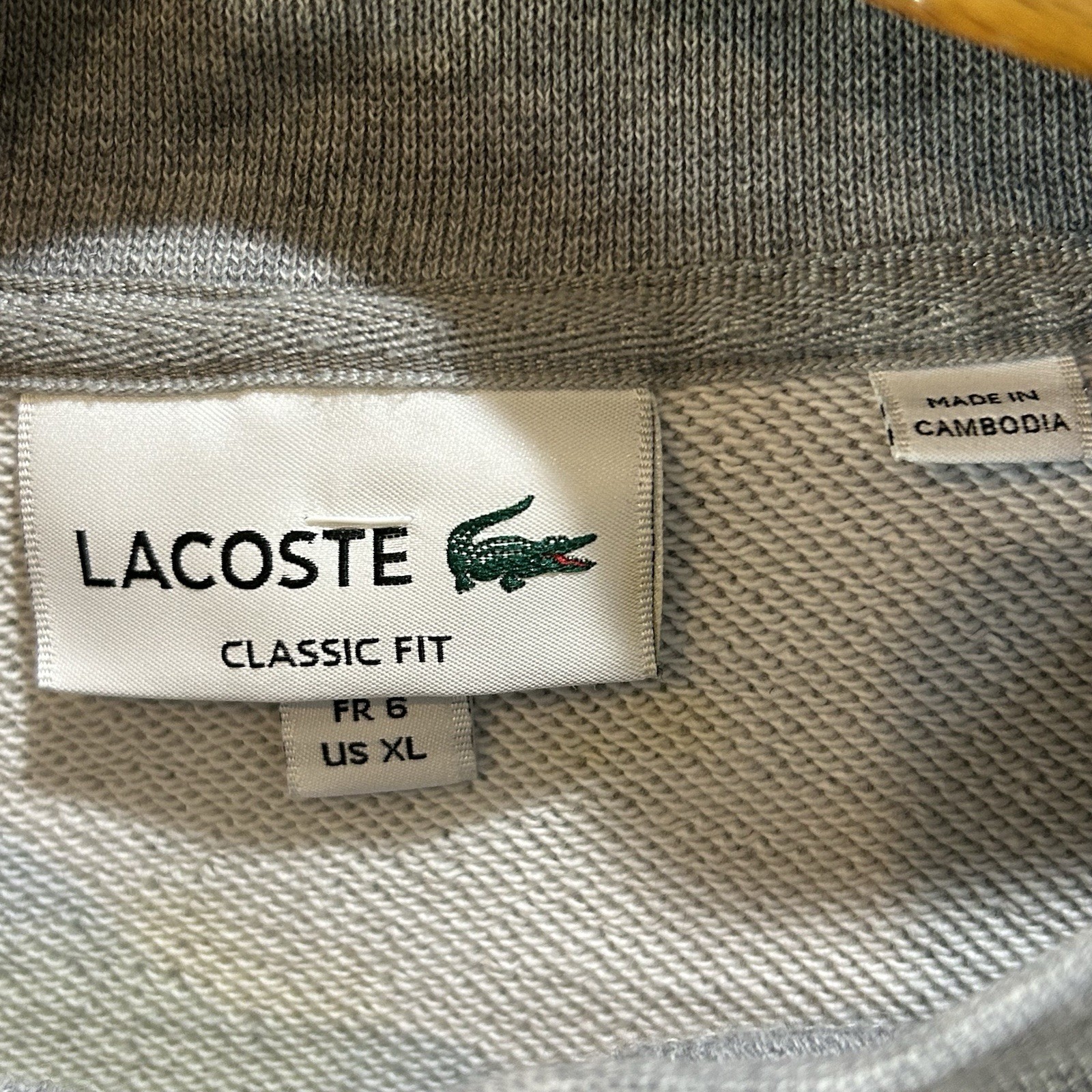Lacoste Heritage Graphic Print Sweatshirt Crew Neck Green Gray Men’s Size XL / 6