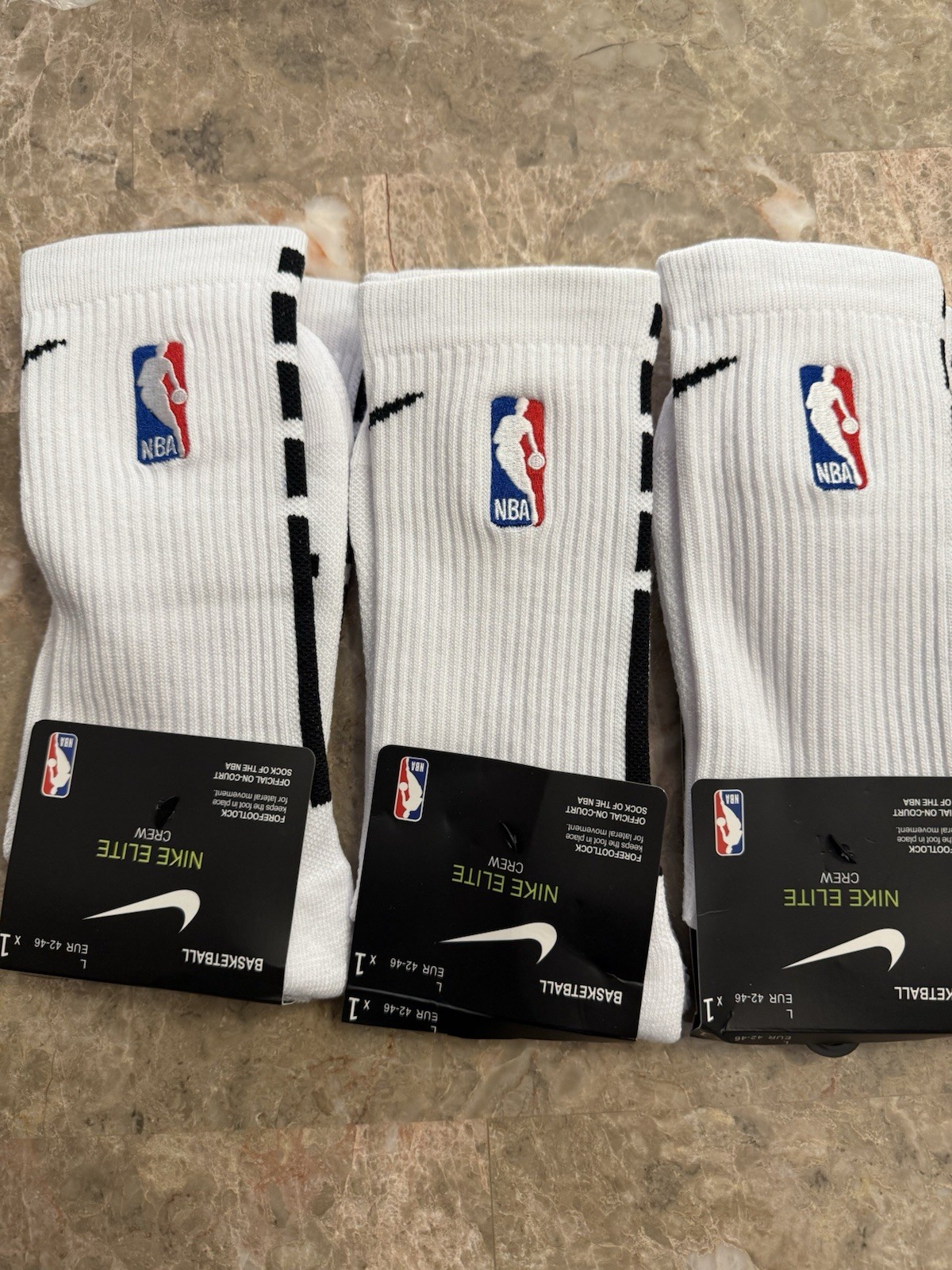 Nike NBA Elite DRI-FIT Socks 3 Pair Large