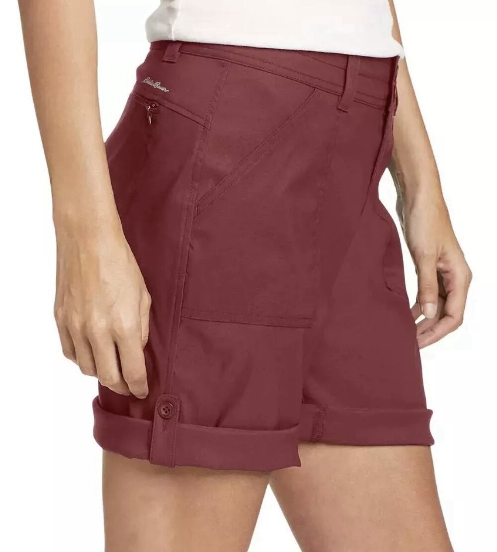 Eddie Bauer Women’s Rolled Hem Bermuda Shorts Black or Red Pick Your Size NWT