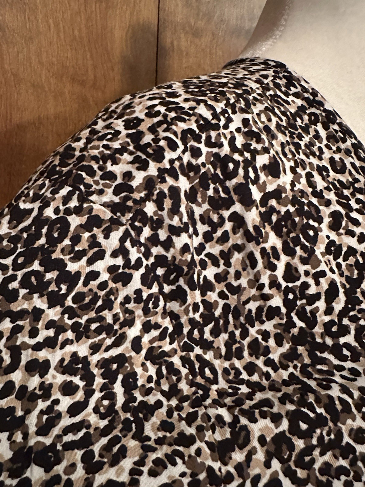 Old Navy Short Sleeve Fall Wrap Dress Womens L Black & Brown Animal Print Midi