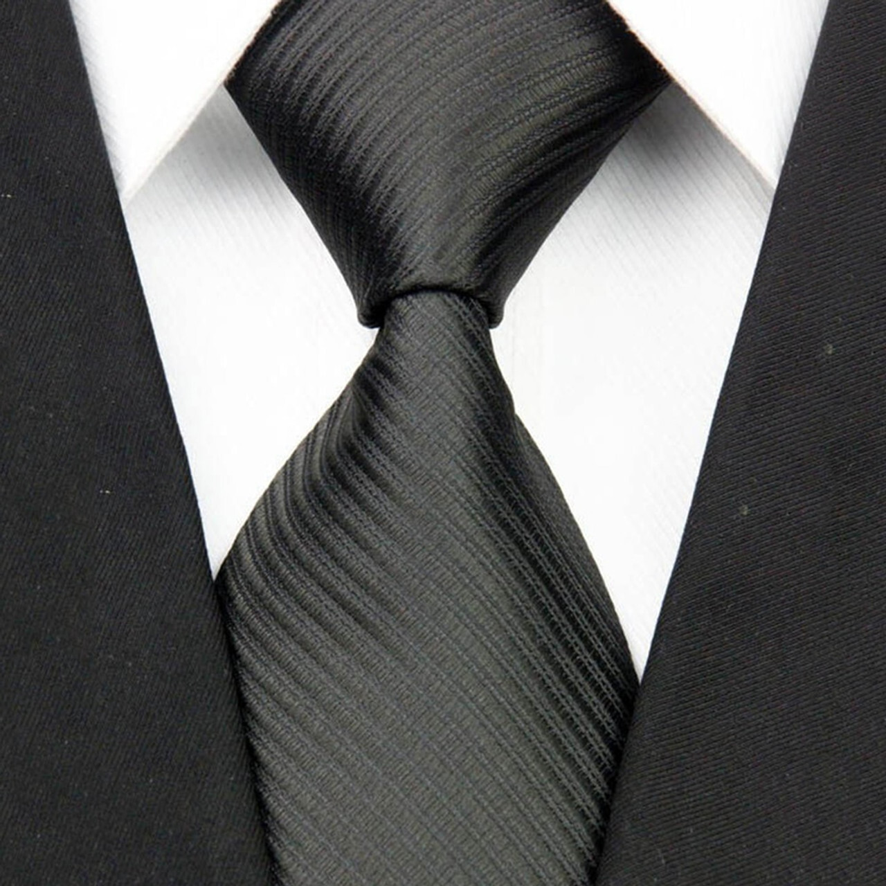 Men Fashion Solid Color Zipper Tie Wedding Party Formal Business Necktie