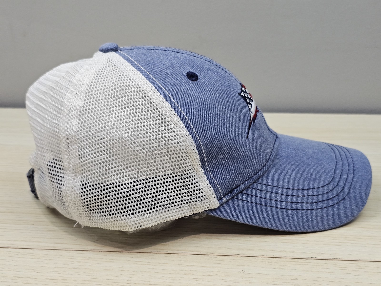 Tommy Bahama Island Life Trucker Hat Marlin USA Flag Strapback Mesh