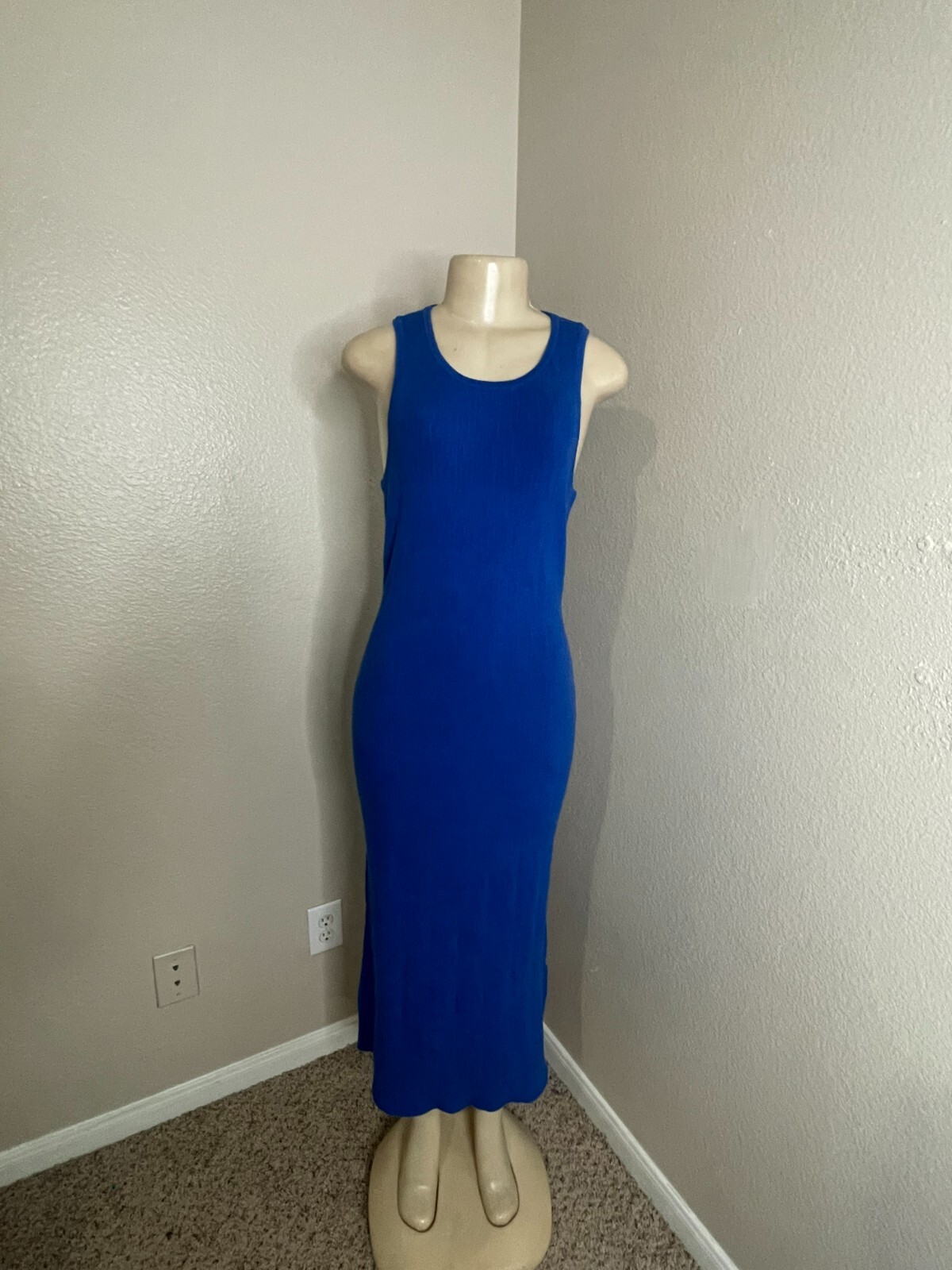Modern Citizen Women’s Blue Sleeveless Solid Scoop Neck Maxi Dress Size XL