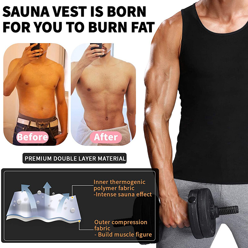 Men Body Shaper Sauna Sweat Vest Workout Tank Top Abdomen Reducer Waist Trainer