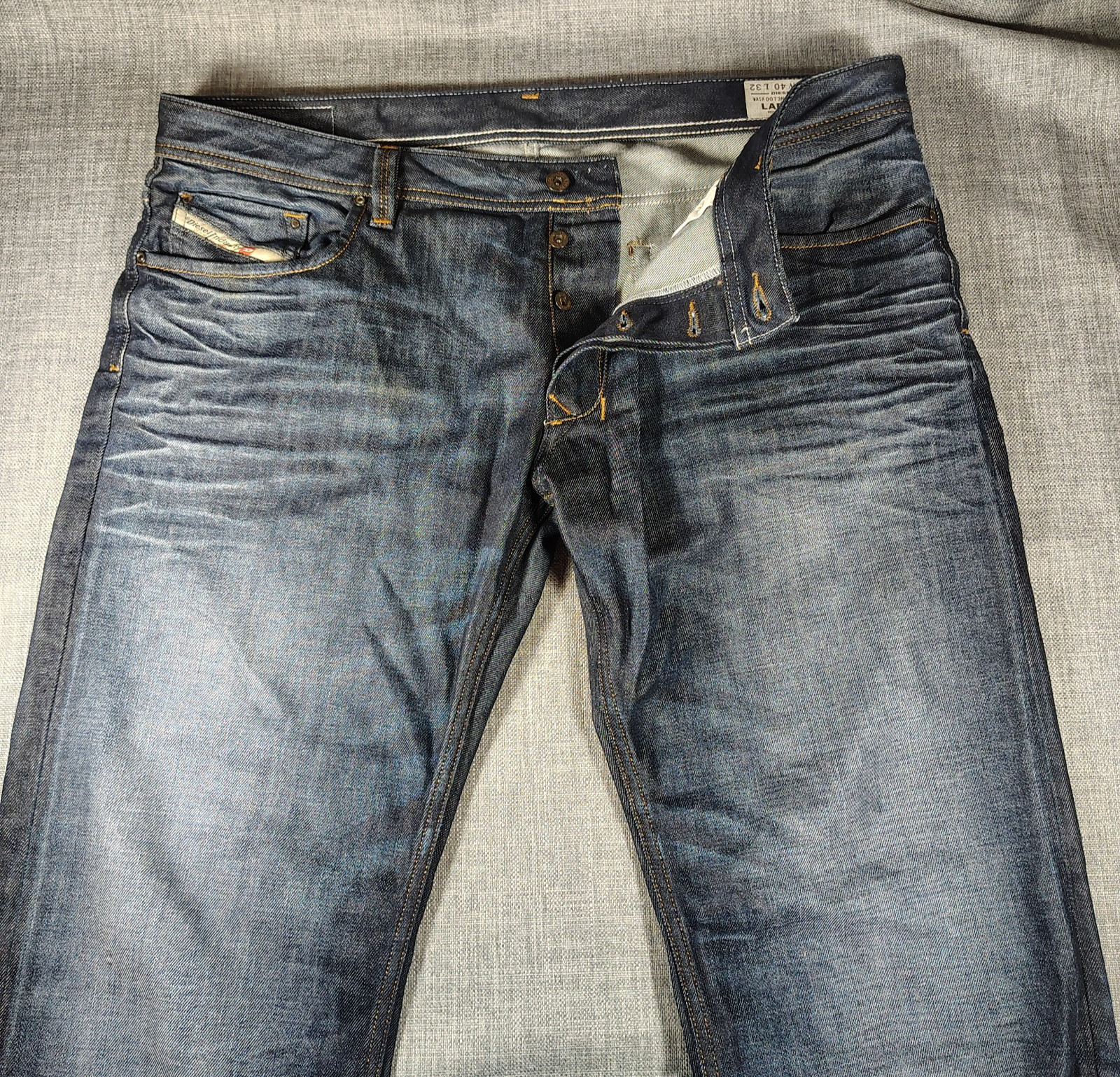 Diesel Industry Jeans Mens 40X32 Blue Larkee Straight 0073N Button Fly Low Rise