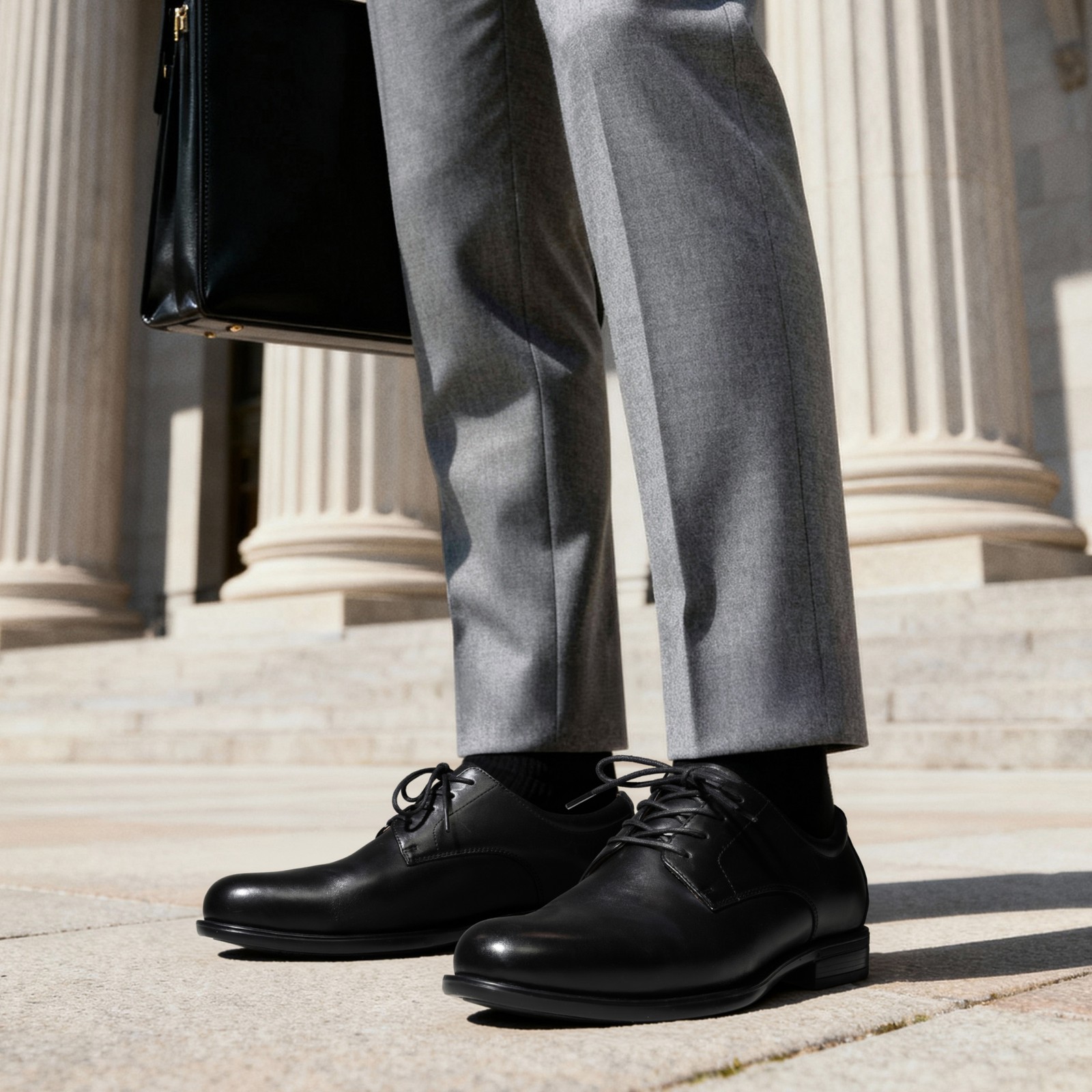 Men’s Soft Leather Oxfords Breathable Business Formal Lace-Up Shoes