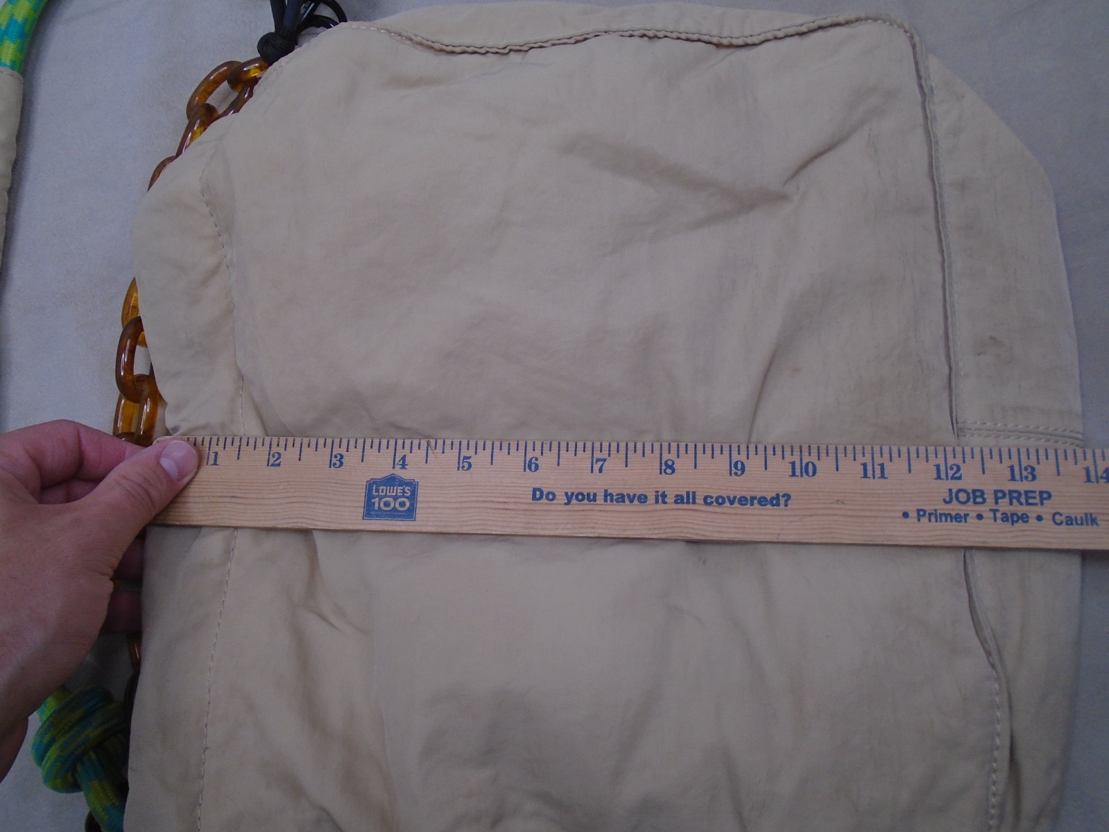 Rotunda Sant Hobo Bag Beige Green Nylon Polyester Shoulder Drawstring