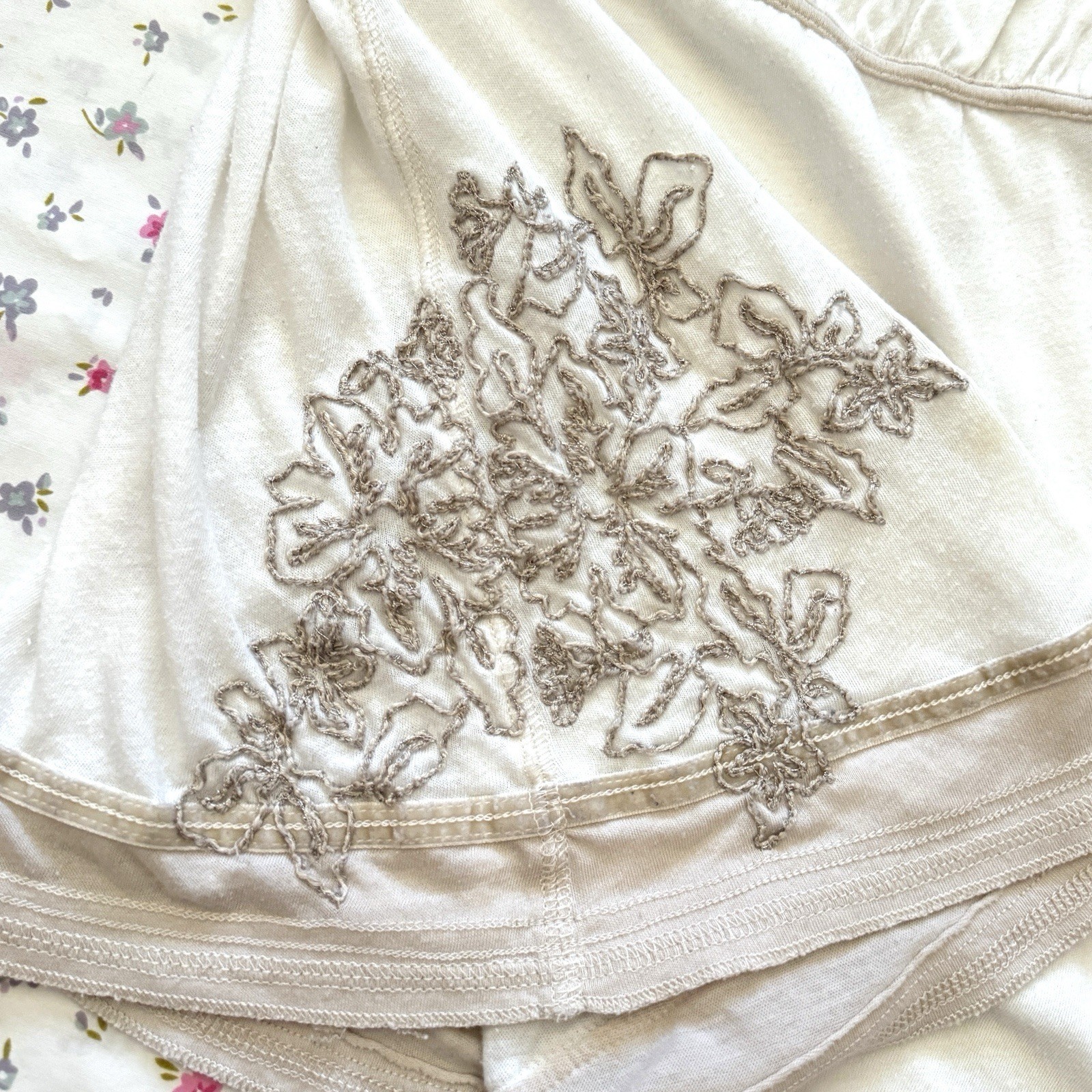 Abercrombie & Fitch vintage white milkmaid babydoll top with floral embroidery