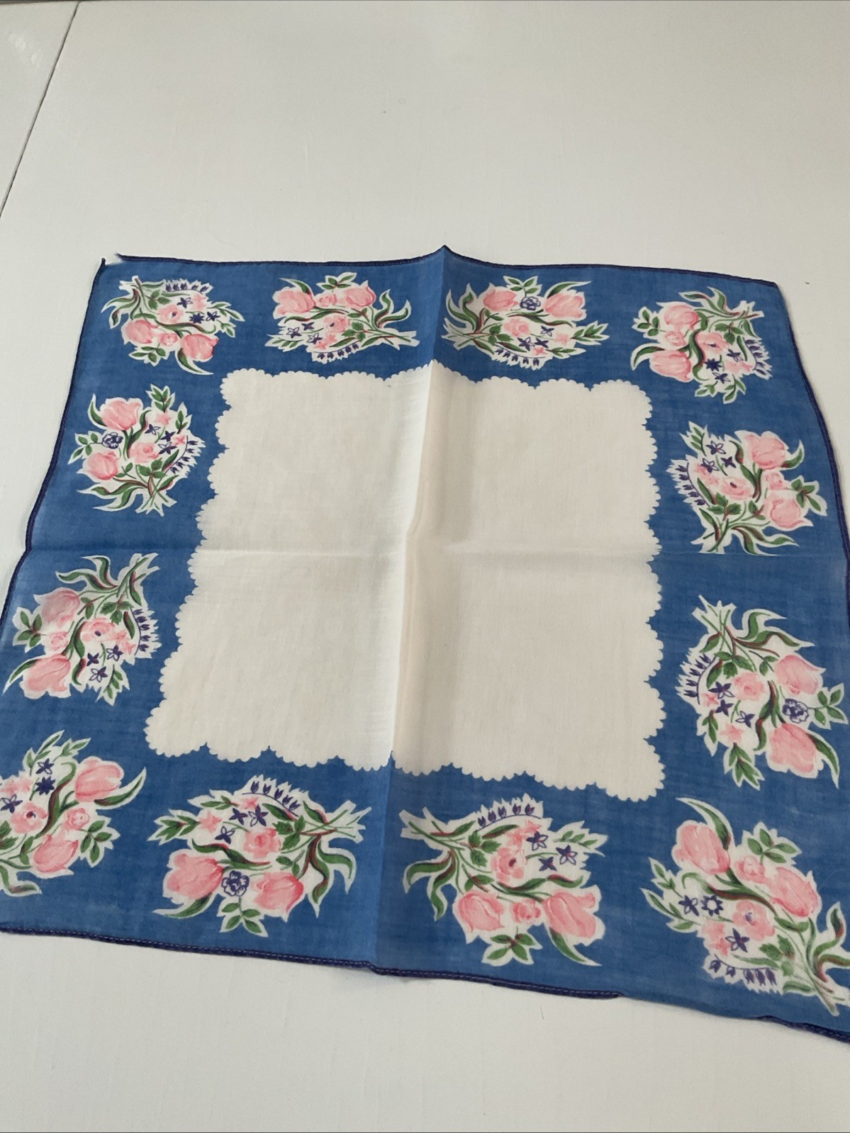 Vintage Ladies Hankies Lot Of 20 SHADES OF BLUE TONES FLORALS