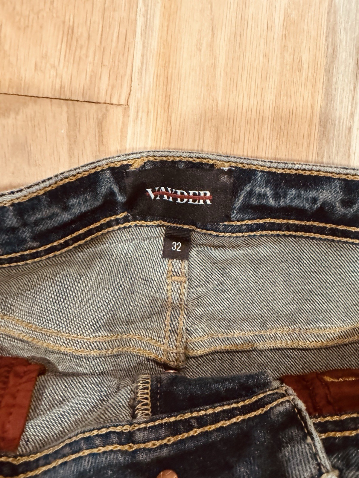 VAYDER Men’s Straight Jeans Blue Denim 98% Cotton 2% Elastane Button Zip Closure