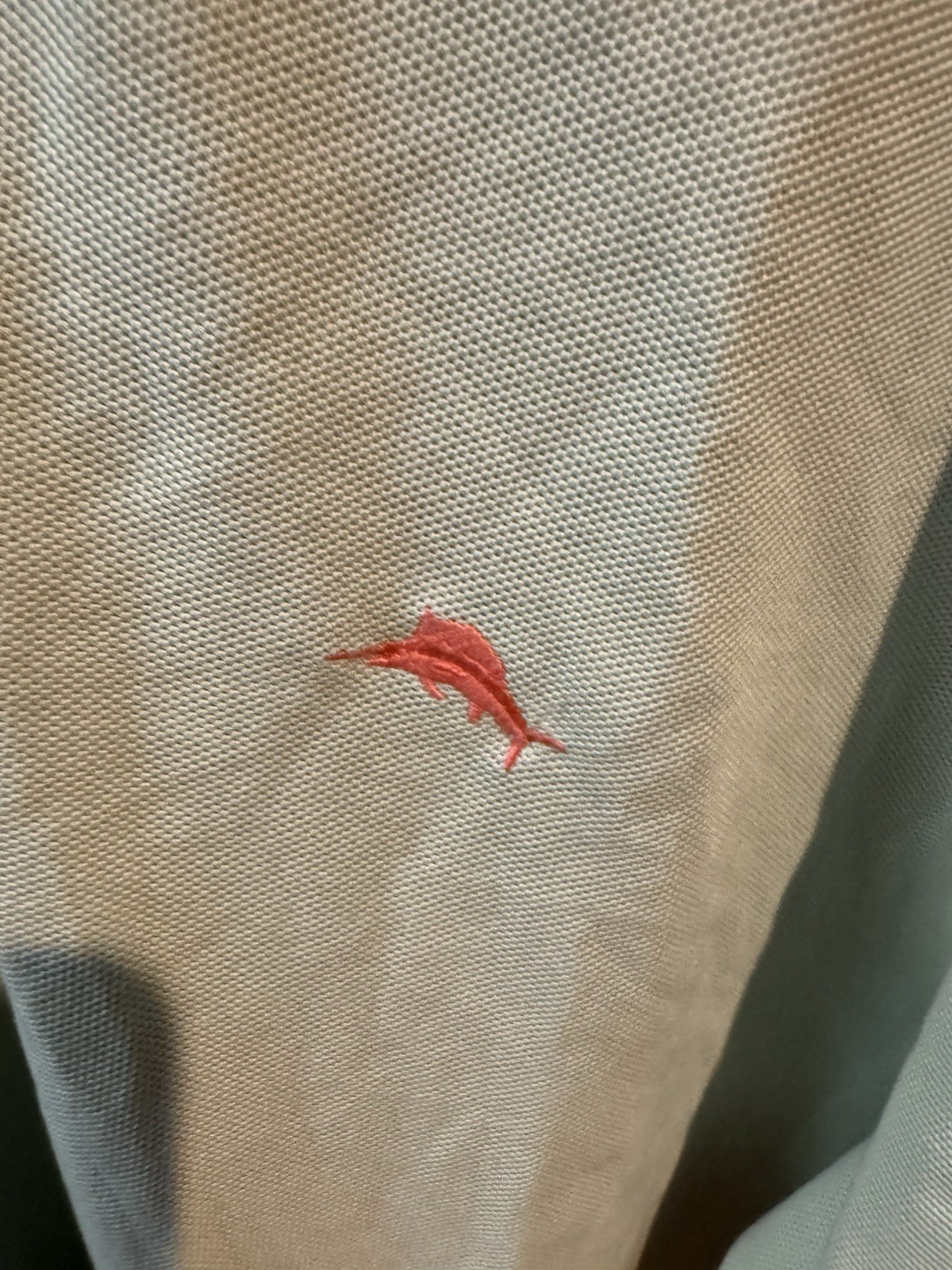 Tommy Bahama Men’s XL Light Blue Solid Knit Polo Shirt Marlin Logo Short Sleeve