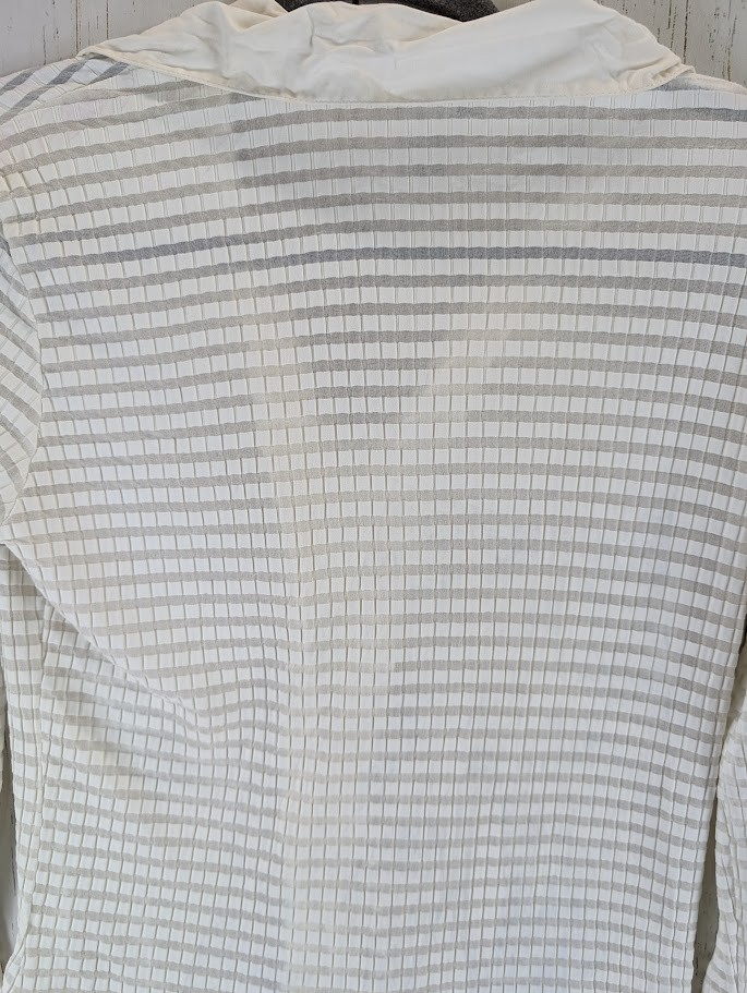 Unbranded Size Large Ivory Full Zip Knitted Fabric Semi Sheer Womens Top