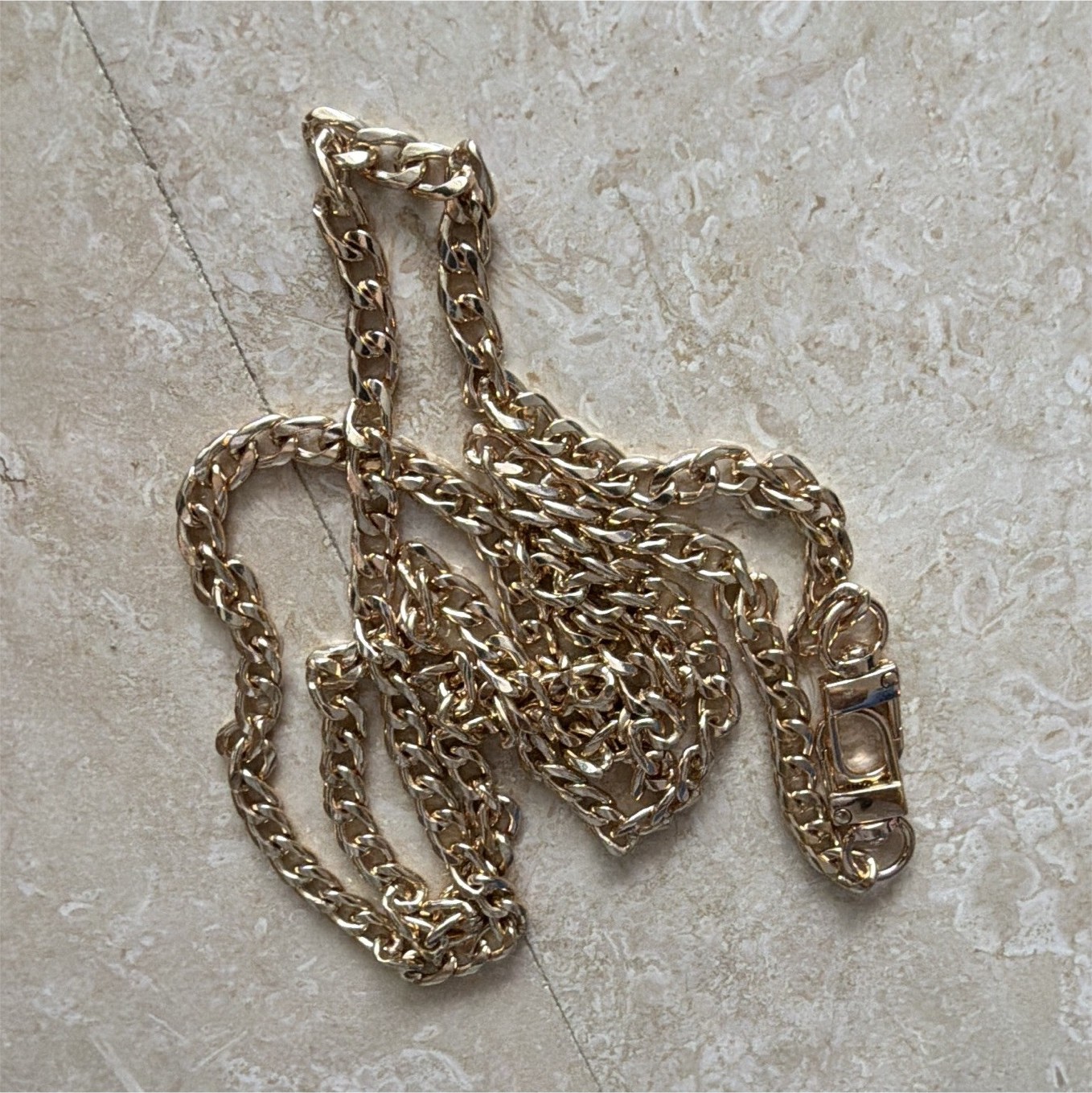 14k Yellow Gold Curb Link Chain purse strap with Box Clasp, No Stone
