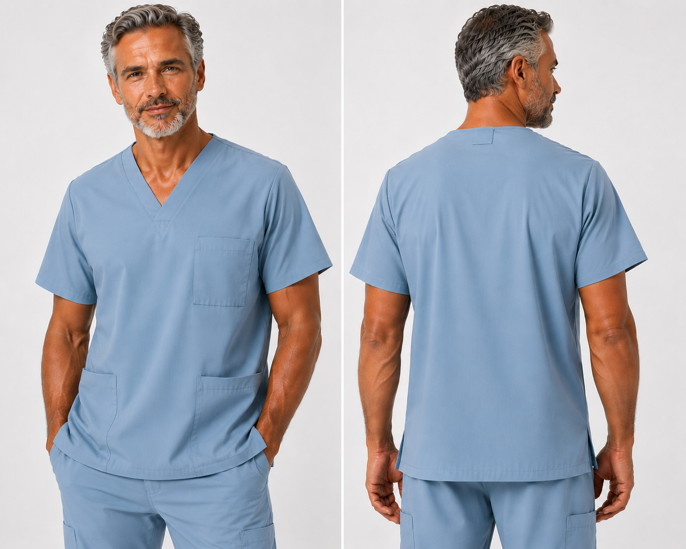 Men’s Medical Scrub Top V-Neck Uniform Multiple Colors Available Sizes S-5XL