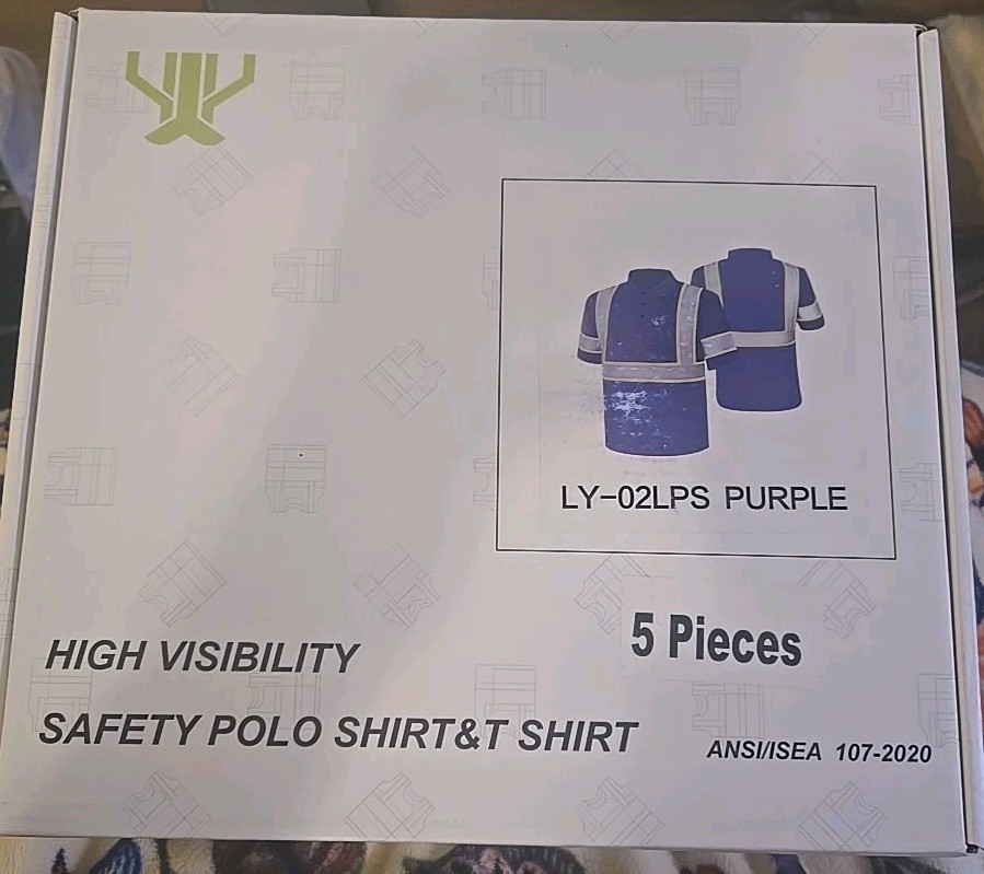 High Visibility Safety Polo Shirt Purple, 5 Count Sz L