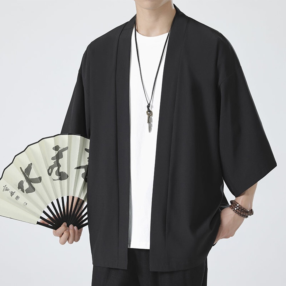 Comfy Fashion Shirt Jacket Yukata 3/4 Sleeve Cardigan Coat Japanese Kimono