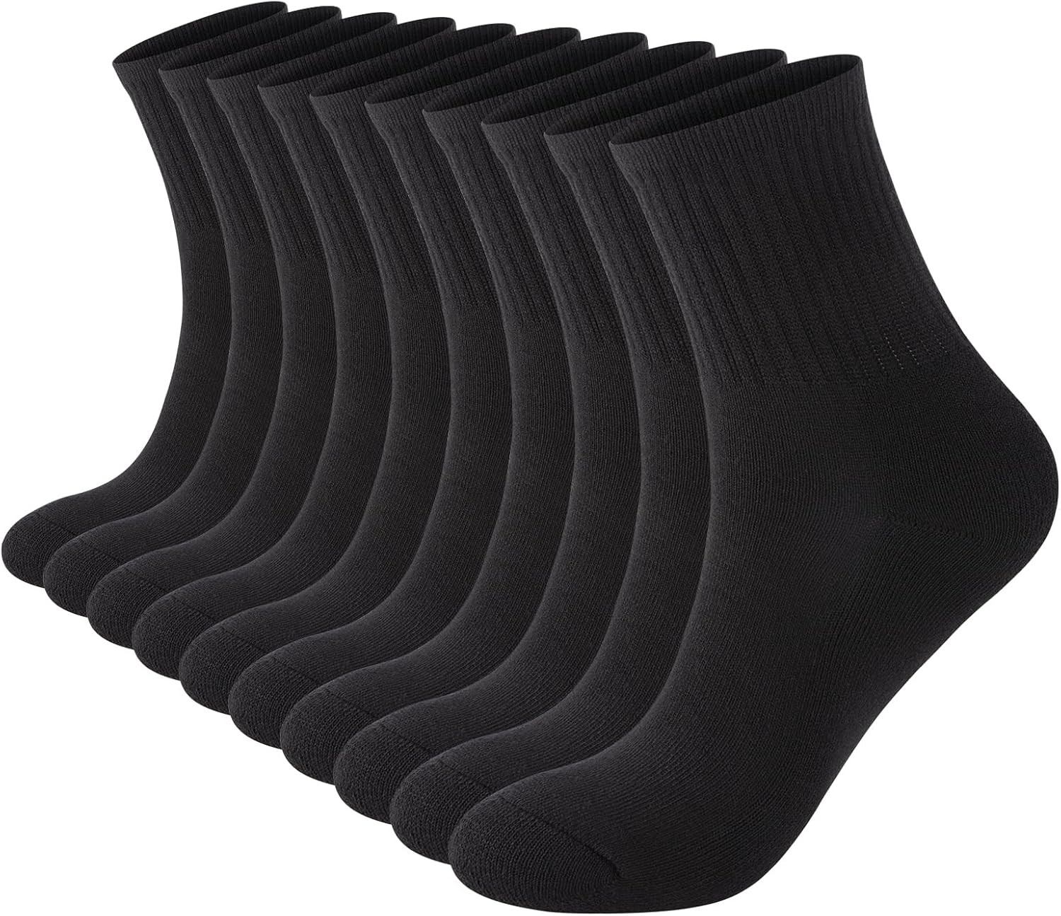 Monxiery Womens Cotton Cushioned Ankle Socks, Athletic Quarter Mini Crew Socks.