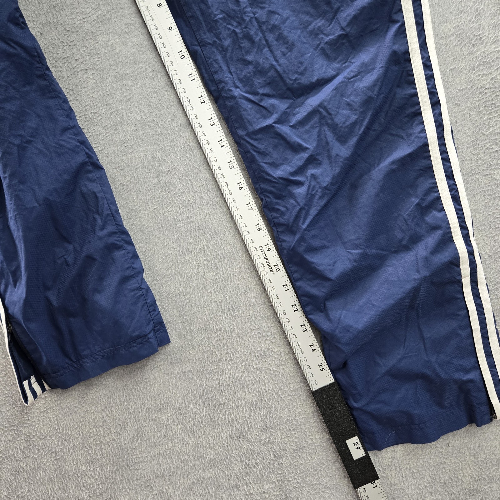 Adidas Men Activewear Pants M Blue Nylon Polyester Embroidered Track