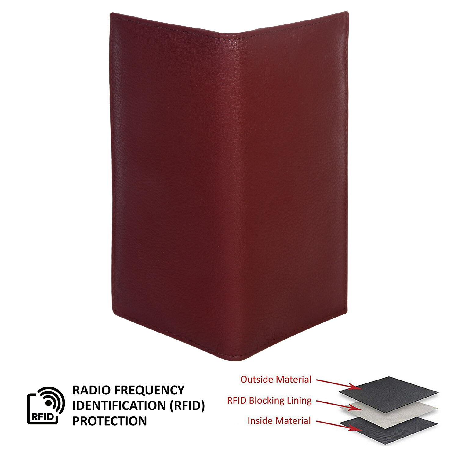 Leatherboss Genuine Leather Hand Crafted Soft Checkbook Cover with ID Window