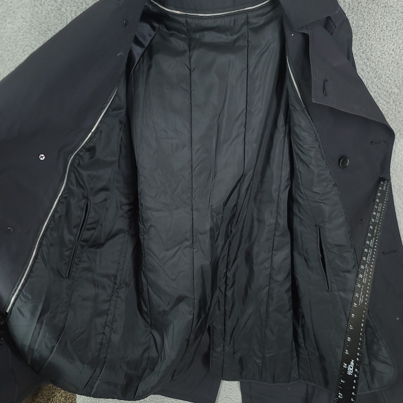 Defence Logistics Trench Pea Coat Mens 44L Black All Weather Army Lined NWT FLAW