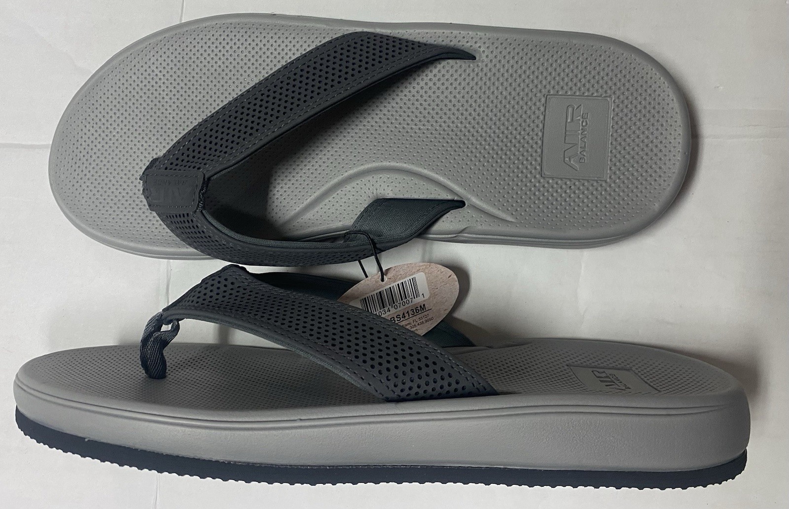 Air Balance Comfort Soft Gray Flip Flops Sandals Men’s Size 8 9 10 11 12 13 New