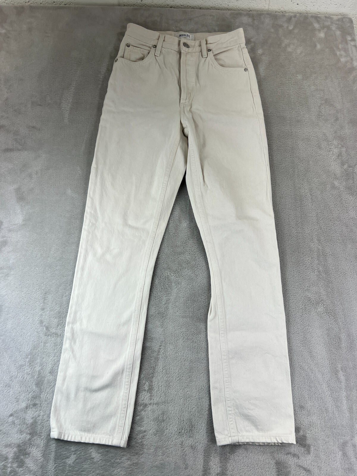 Agolde Remy High Rise Straight Leg Jean Women’s 23×27.5L Ivory Denim Made in USA