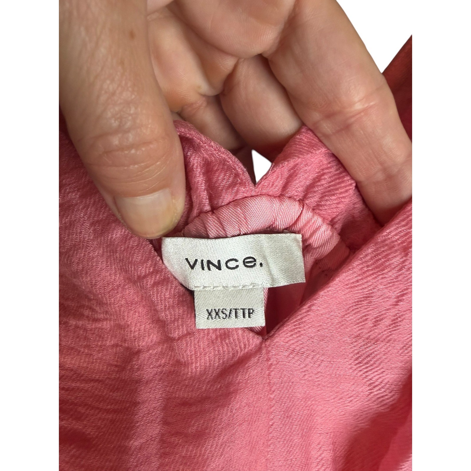 Vince Pink Smocked Waist Tiered Maxi Dress V-Neck Sleeveless XXS