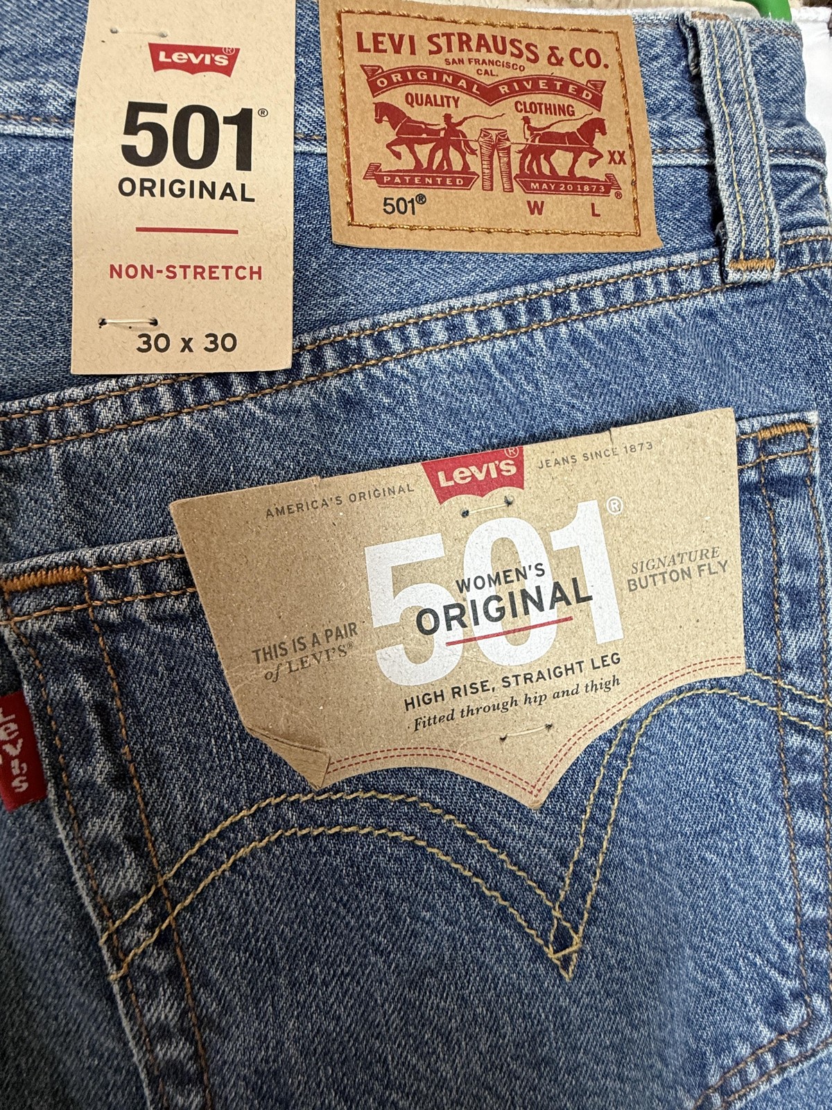 Levi’s 501 Original Jeans Womens 30×30 Blue Distressed High Rise Straight Denim