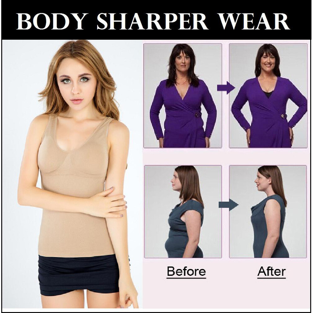 Shapewear Camisoles with Built in Bra Tummy Control Body Shaper Padded Tank Tops