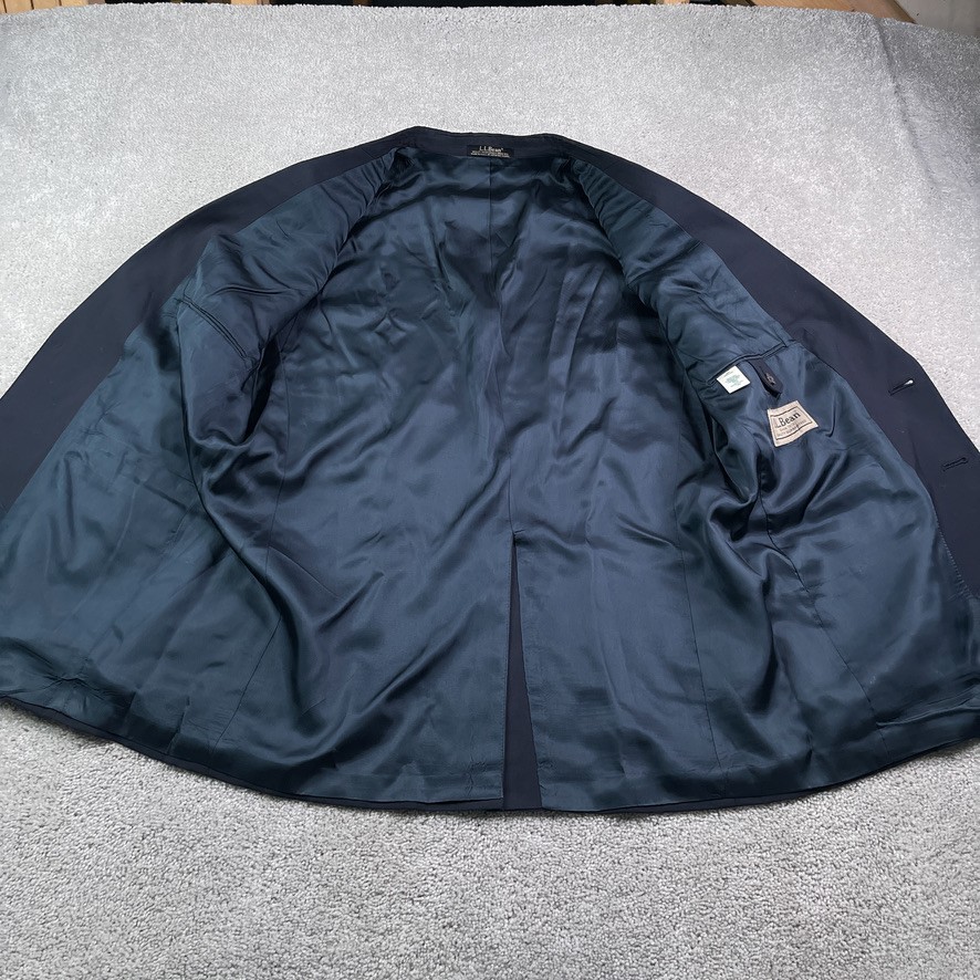 LL Bean Blazer Mens 44 Regular Blue Worsted Wool Single Vented Sport Coat Jacket