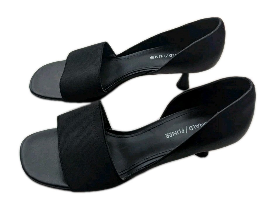 Donald Pliner Coro Black Elastic Fabric Textile Leather Heel Pump Shoes 9