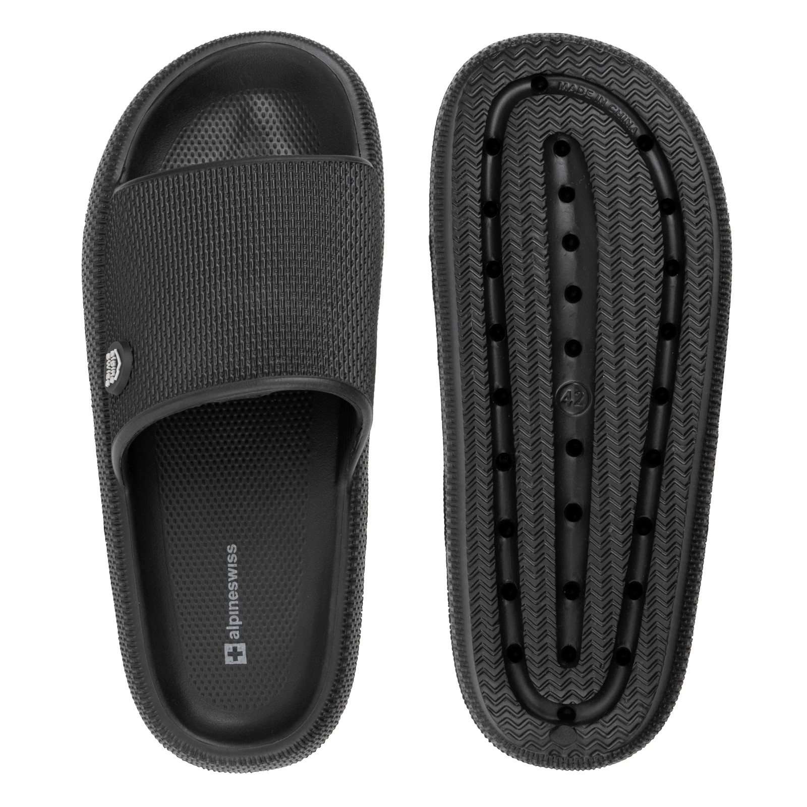 Alpine Swiss Omar Mens Slides Pillow Slippers Ultra Cushioned Cloud Slide Sandal