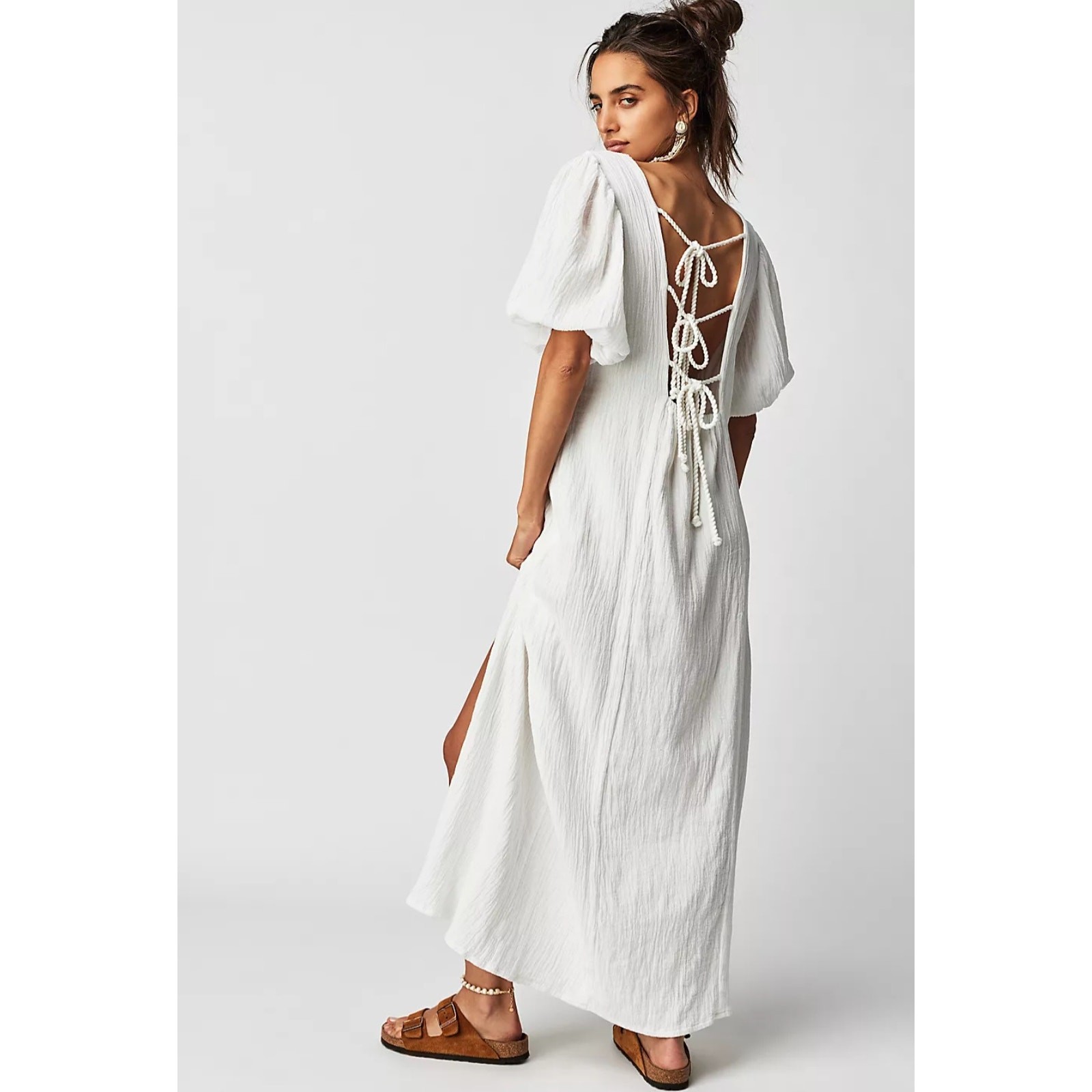 New Free People Jen’s Pirate Booty Paraguay Boho Maxi Gown $253 X-SMALL White