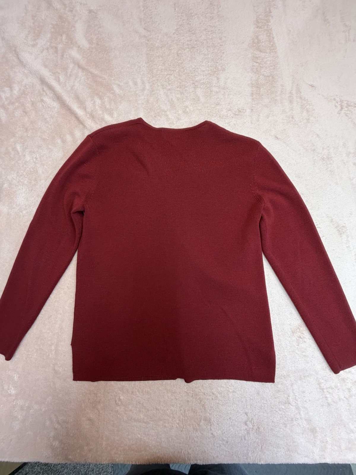 Pendleton Womens PS Burgundy 100% Merino Wool Cardigan Sweater Hong Kong Read