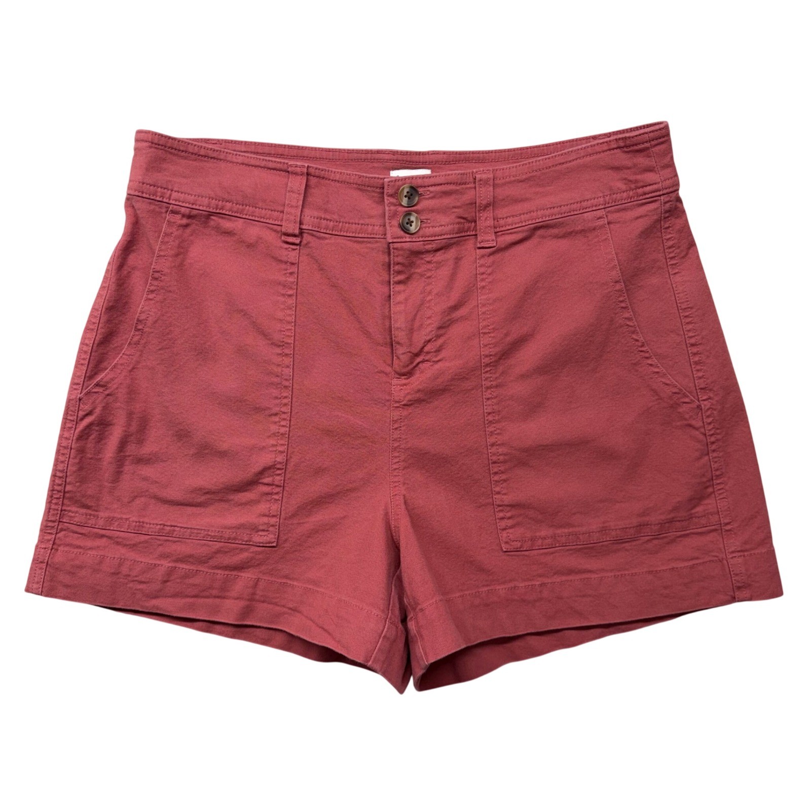 A New Day Womens High Rise Utility Shorts Brick Red Stretch Size 12 F00319292