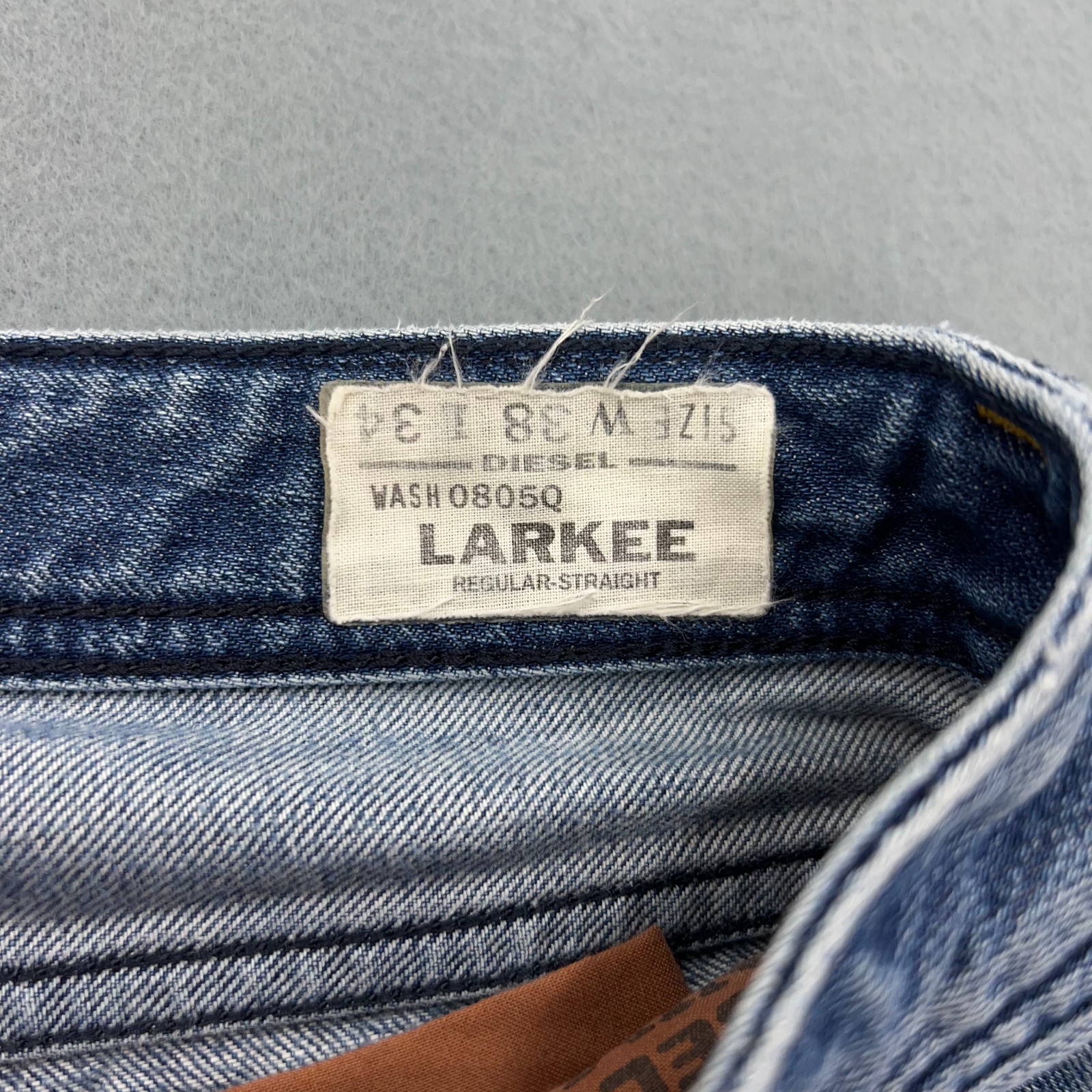 Diesel Larkee Jeans Mens 38×31 Blue Regular Straight Distressed