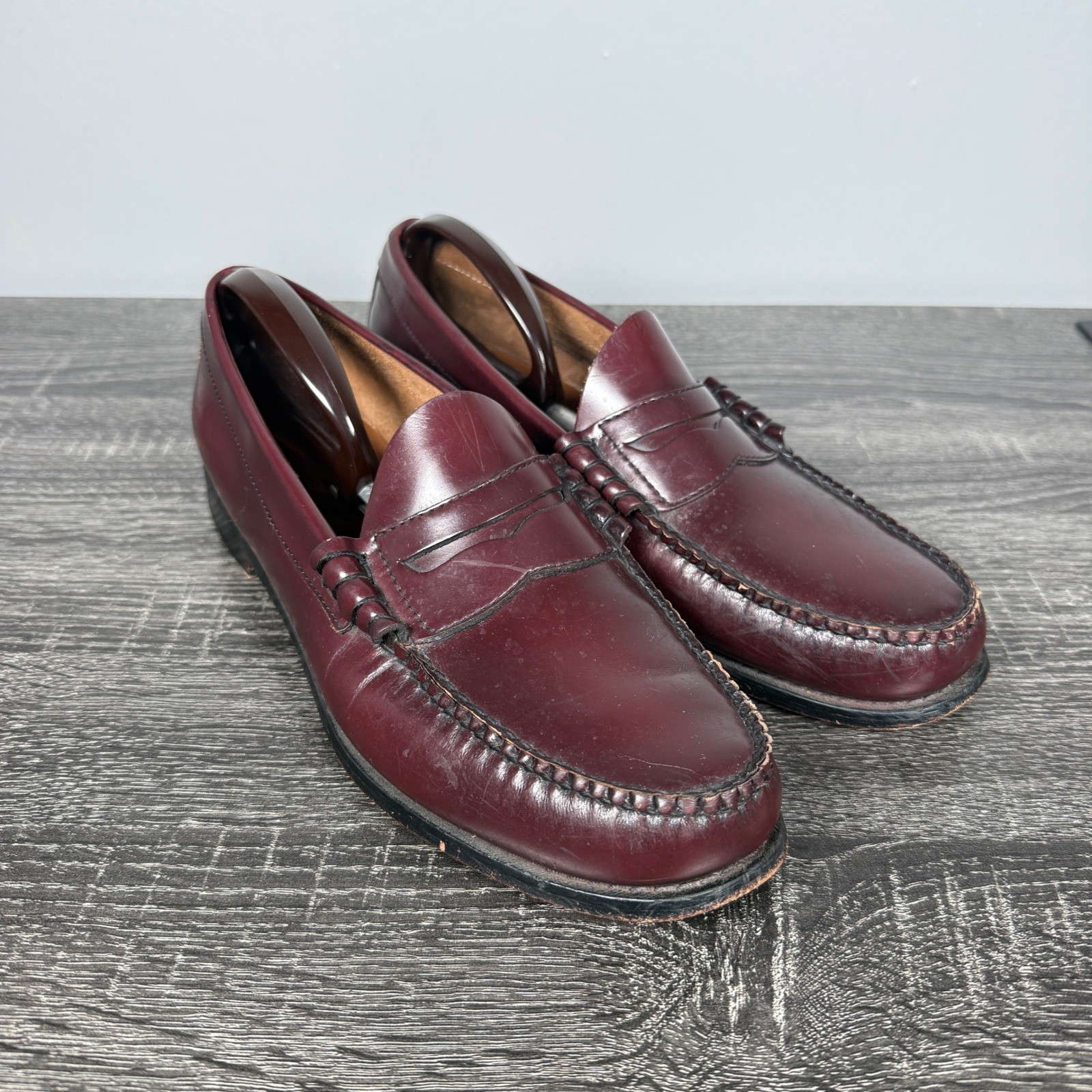 GH Bass Weejuns Penny Loafers Mens 10.5 D Larson Burgundy Leather Cordovan 1893