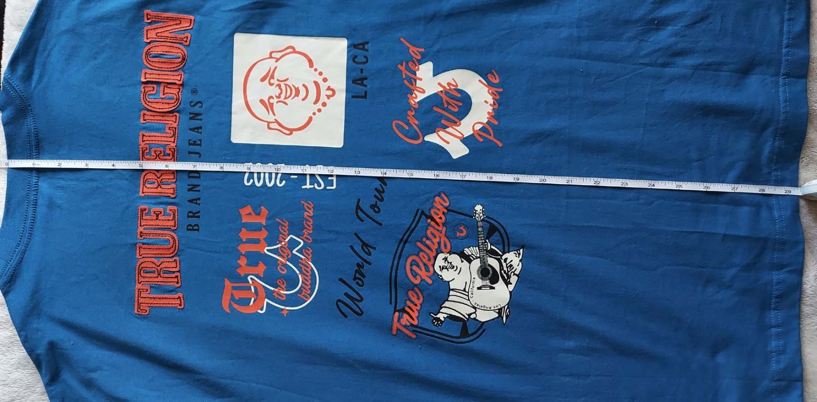 True Religion World Tour Tee Blue Color Size L (NWT)