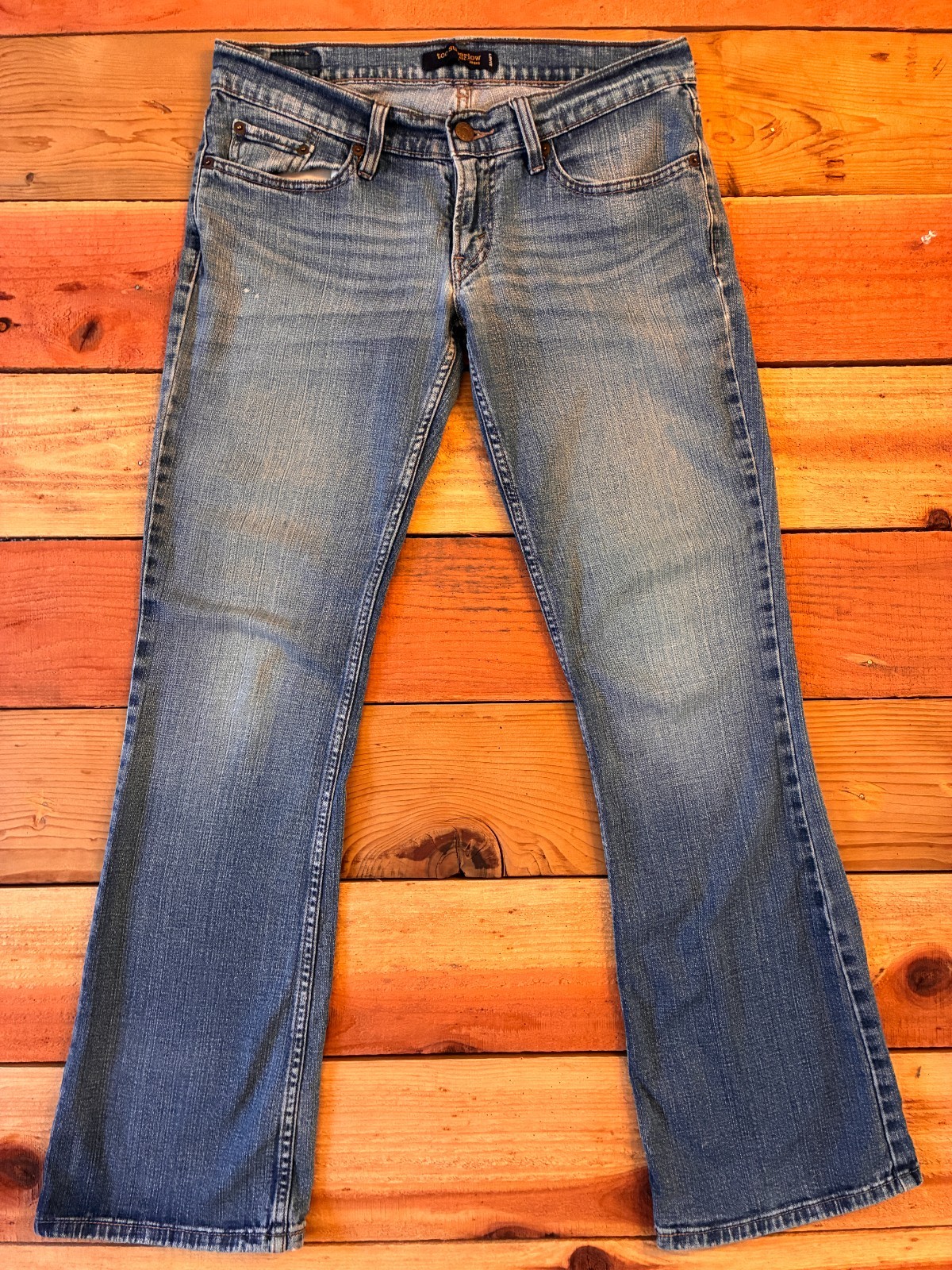 Levi’s 524 Too Superlow Black Bat Wing Low Rise Bootcut Flare Denim Jeans 31×29