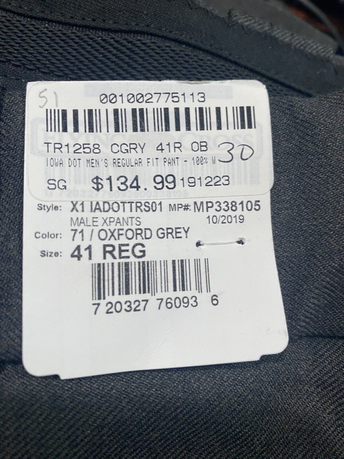 Flying Cross Fechheimer Mens GRAY BLACK pants police military BRAND NEW $160.99