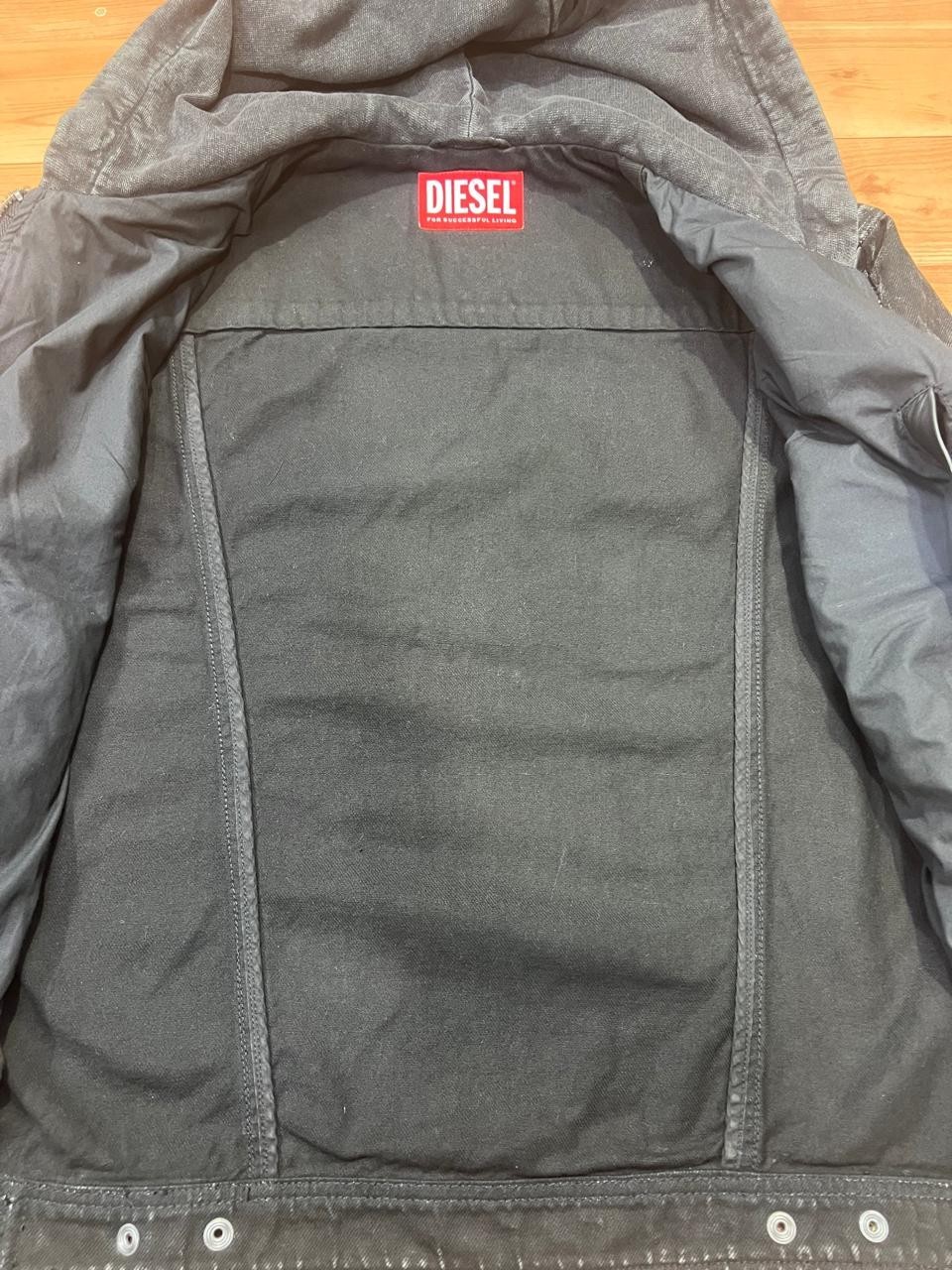Diesel Men Hooded Leather Jacket Size M