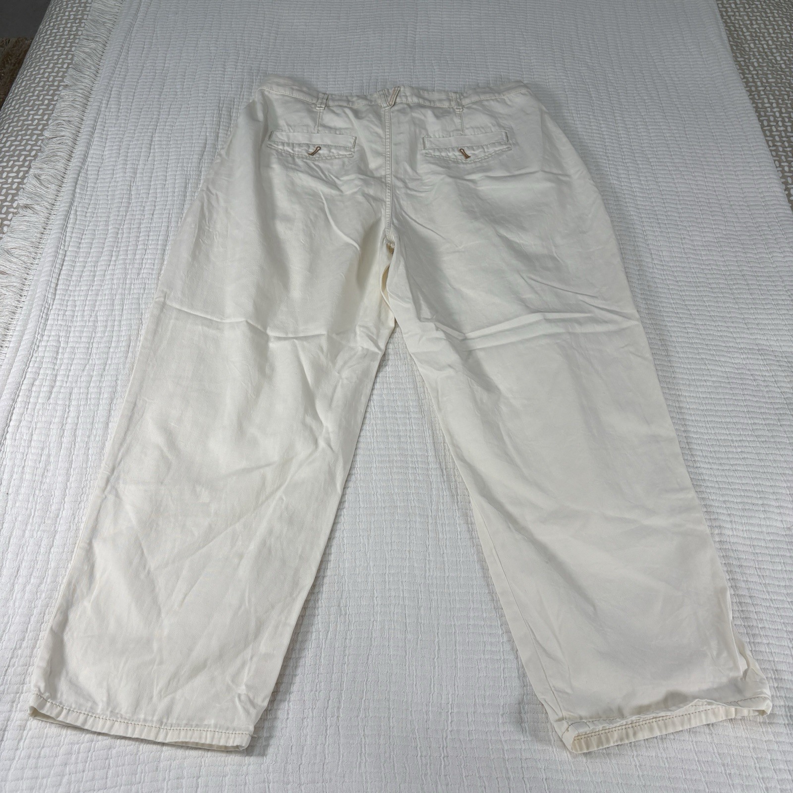 Anthropologie Pilcro Barrel Leg Pants Womens 32 Rolled Hem Utility Chino Patch